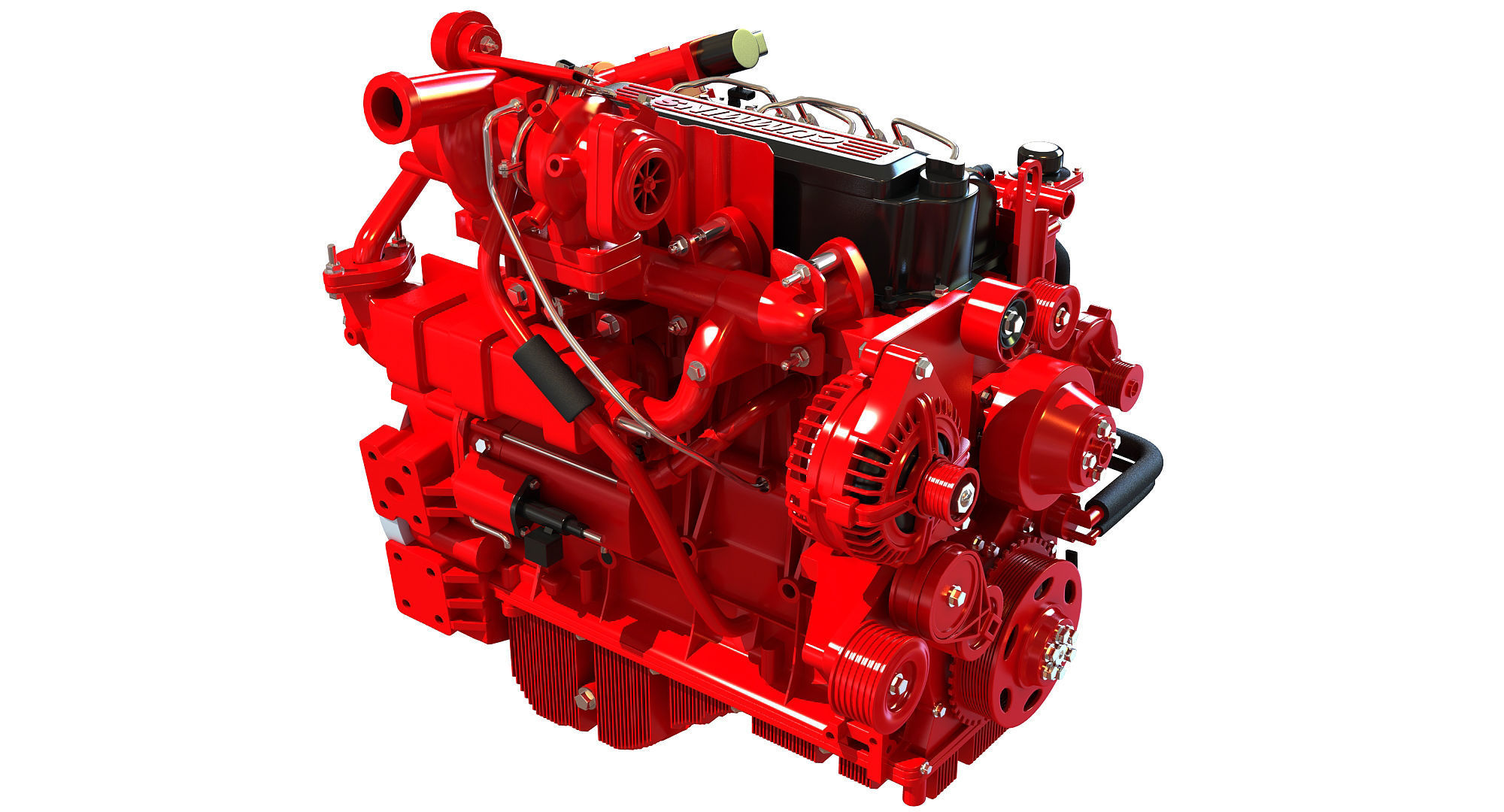 Red Cummins Engine 3D model_4