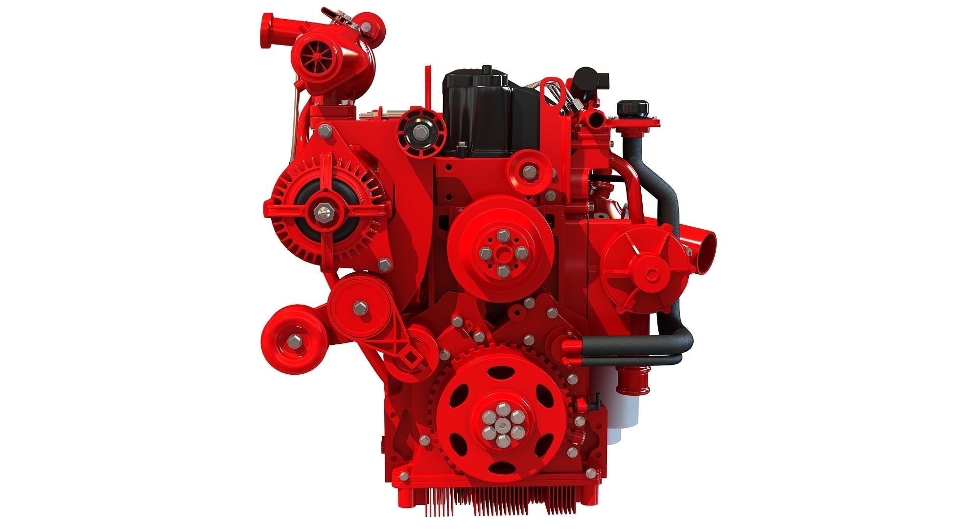 Red Cummins Engine 3D model_5