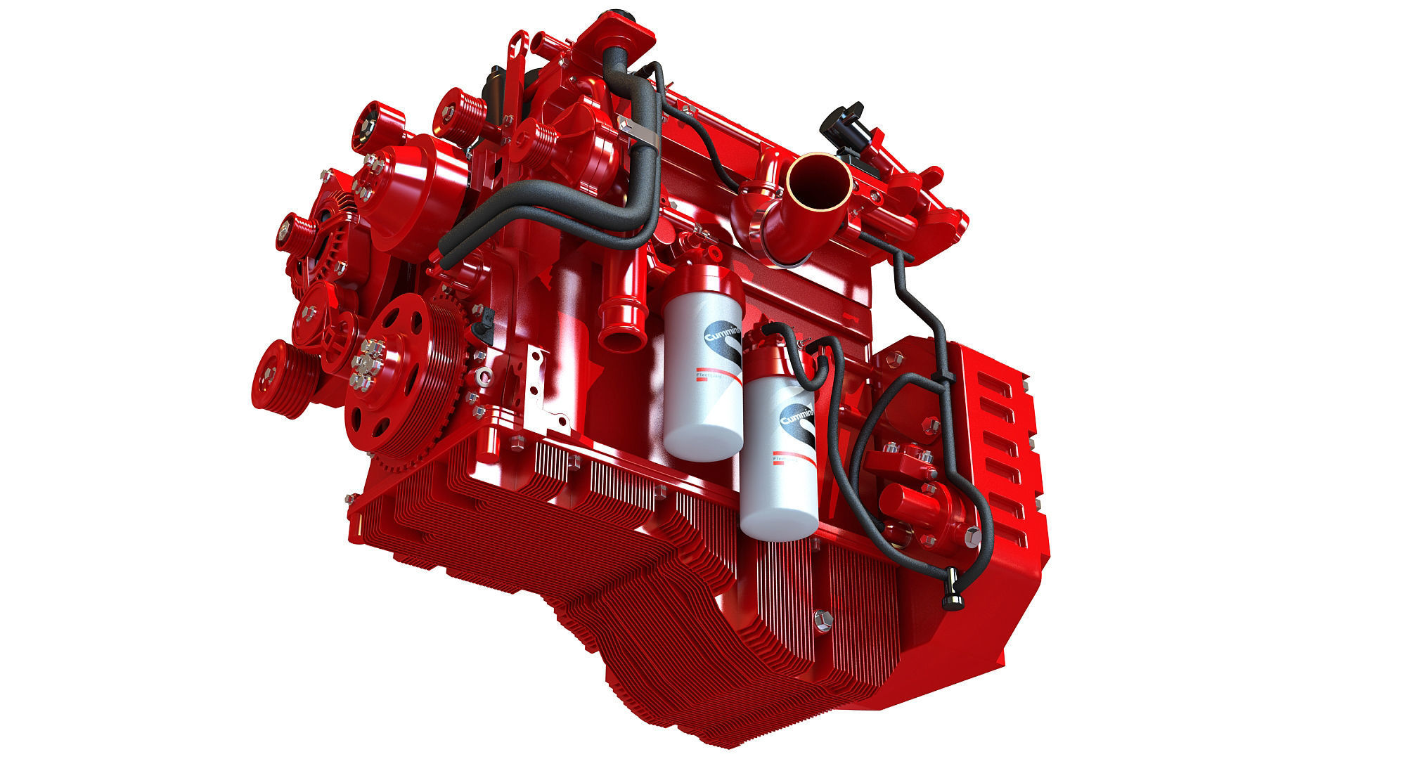 Red Cummins Engine 3D model_7