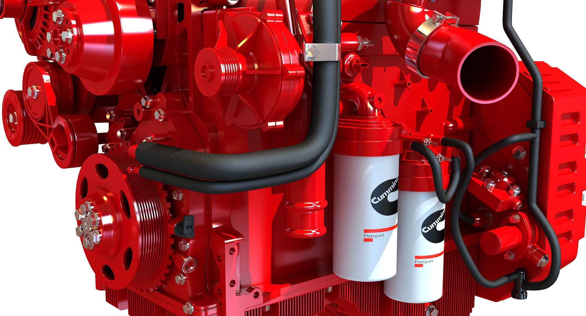 Red Cummins Engine 3D model_10