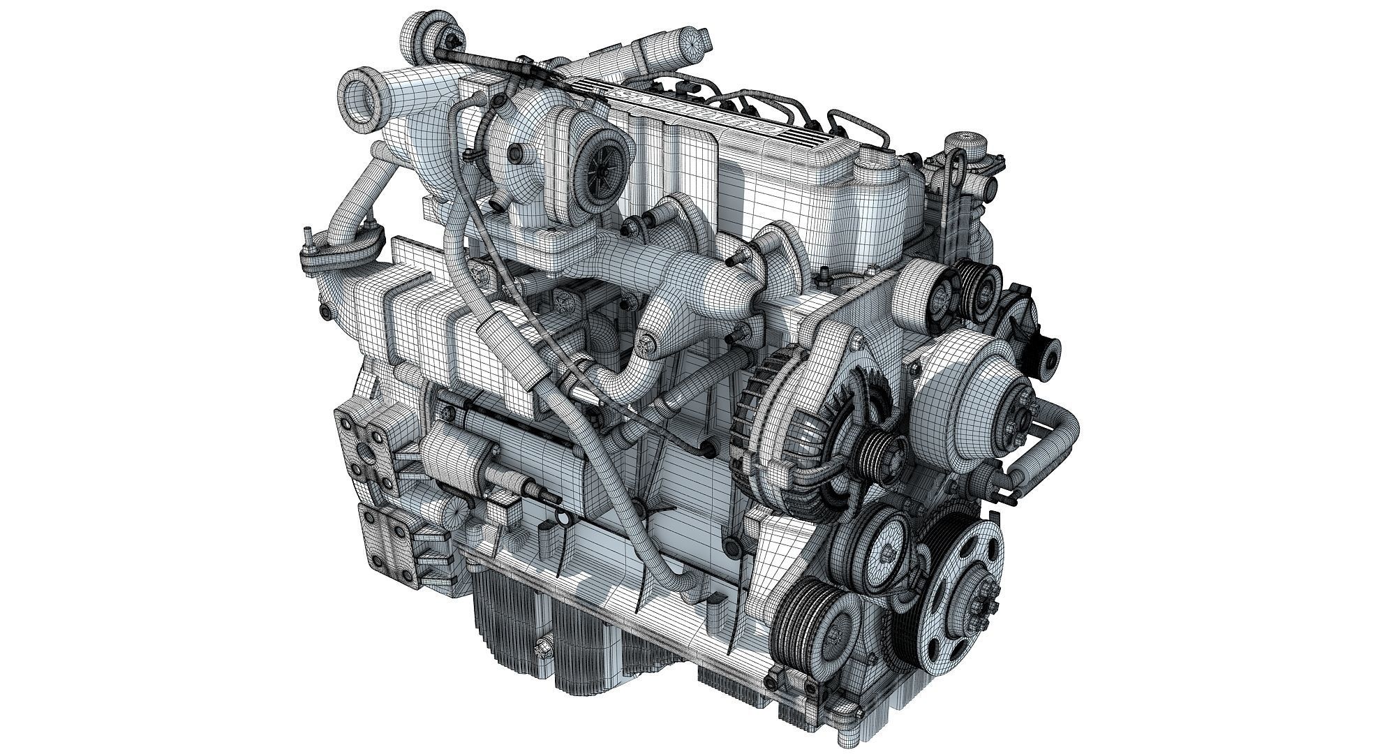 Red Cummins Engine 3D model_15