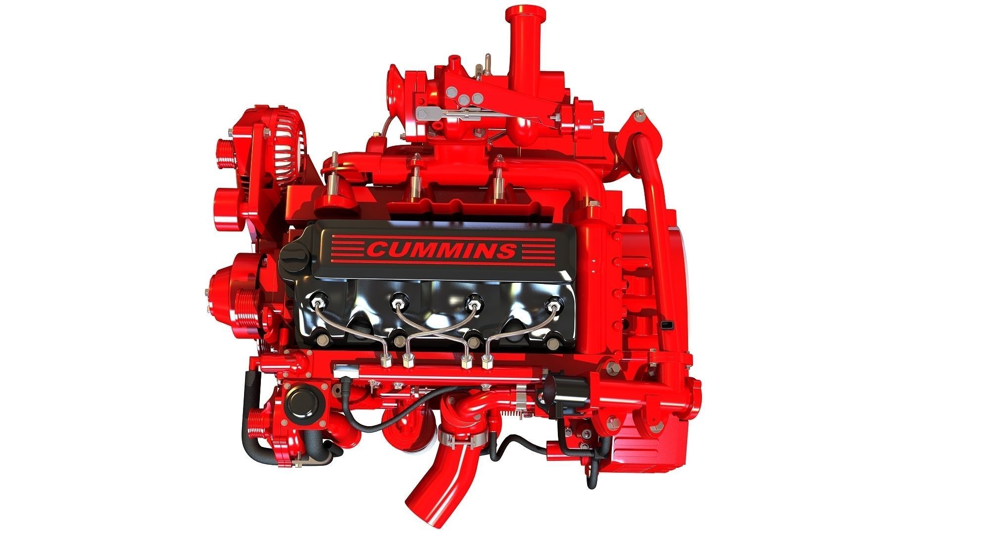 Red Cummins Engine 3D model_3