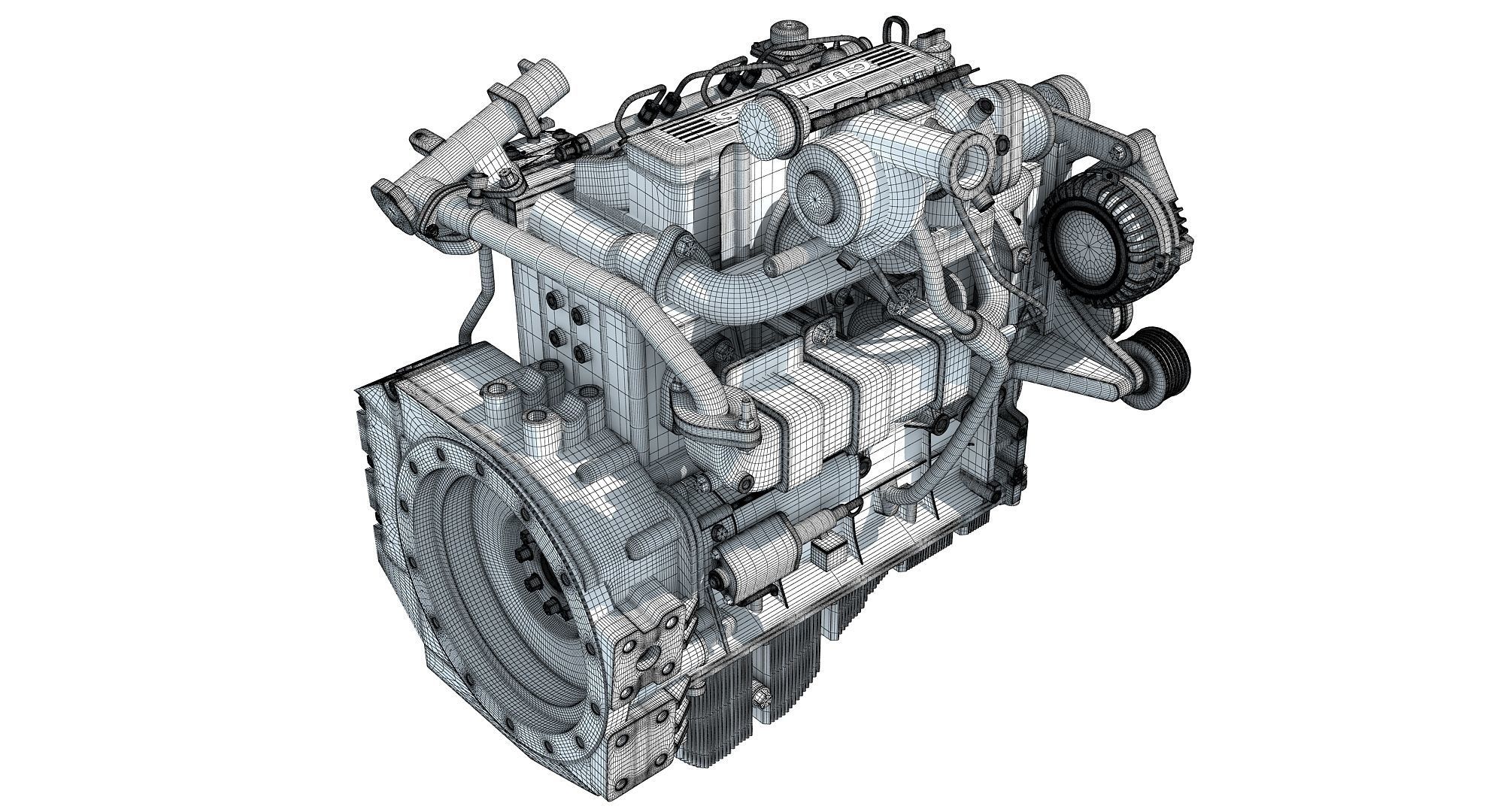 Red Cummins Engine 3D model_17