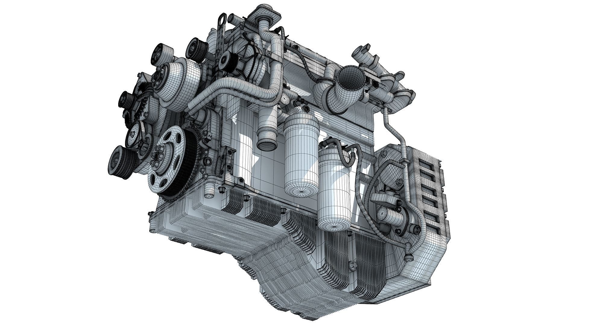 Red Cummins Engine 3D model_14