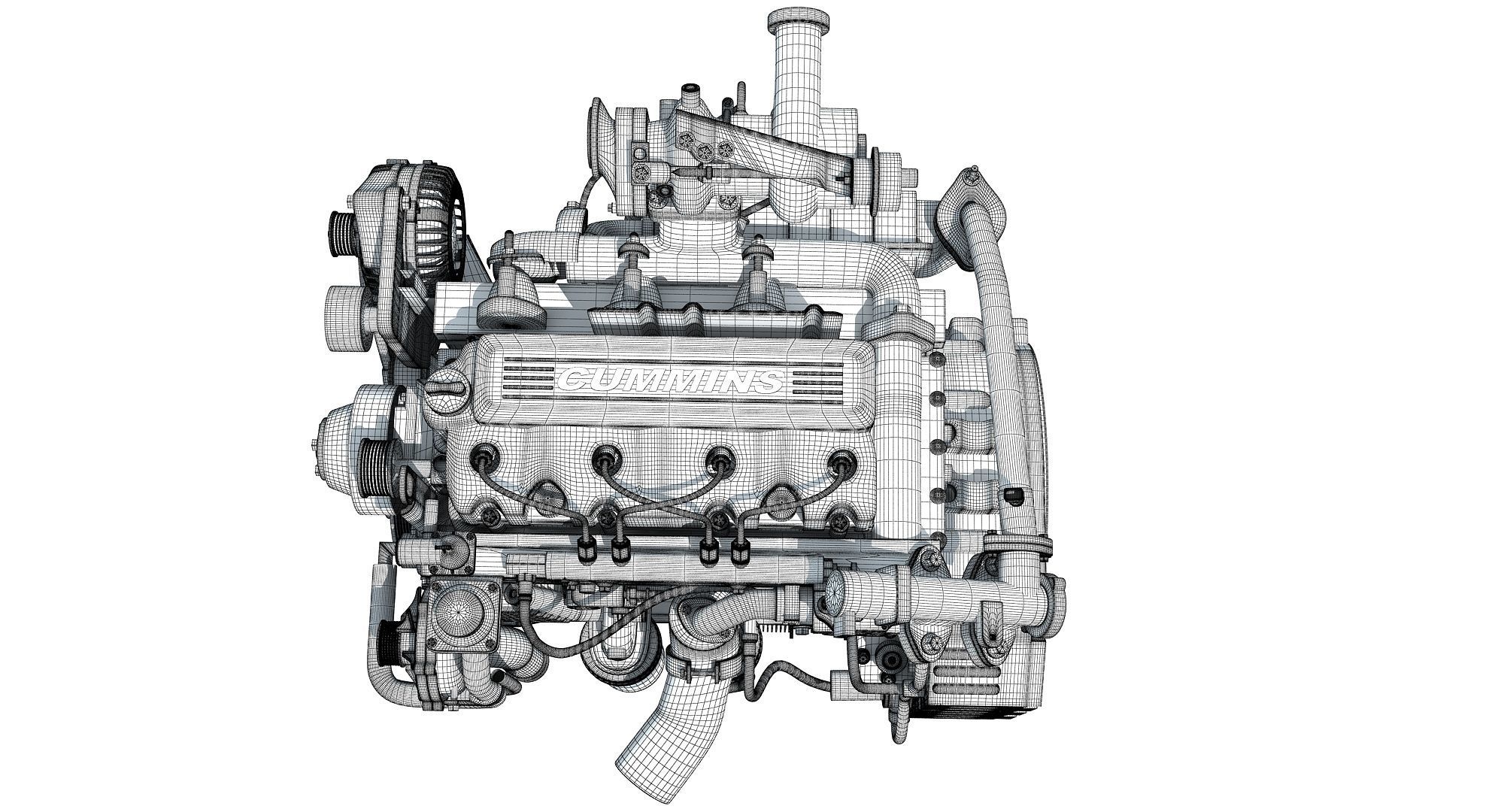 Red Cummins Engine 3D model_16