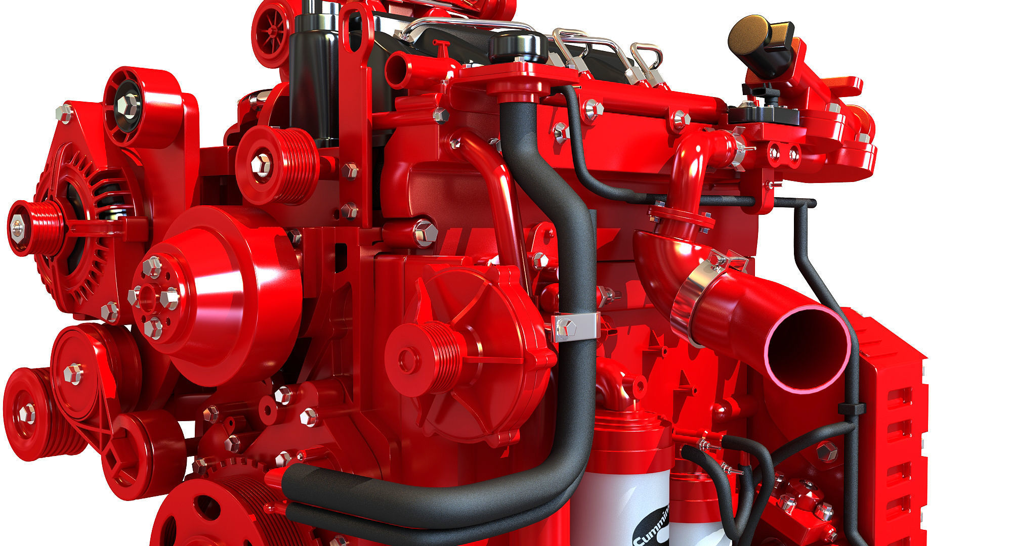 Red Cummins Engine 3D model_9