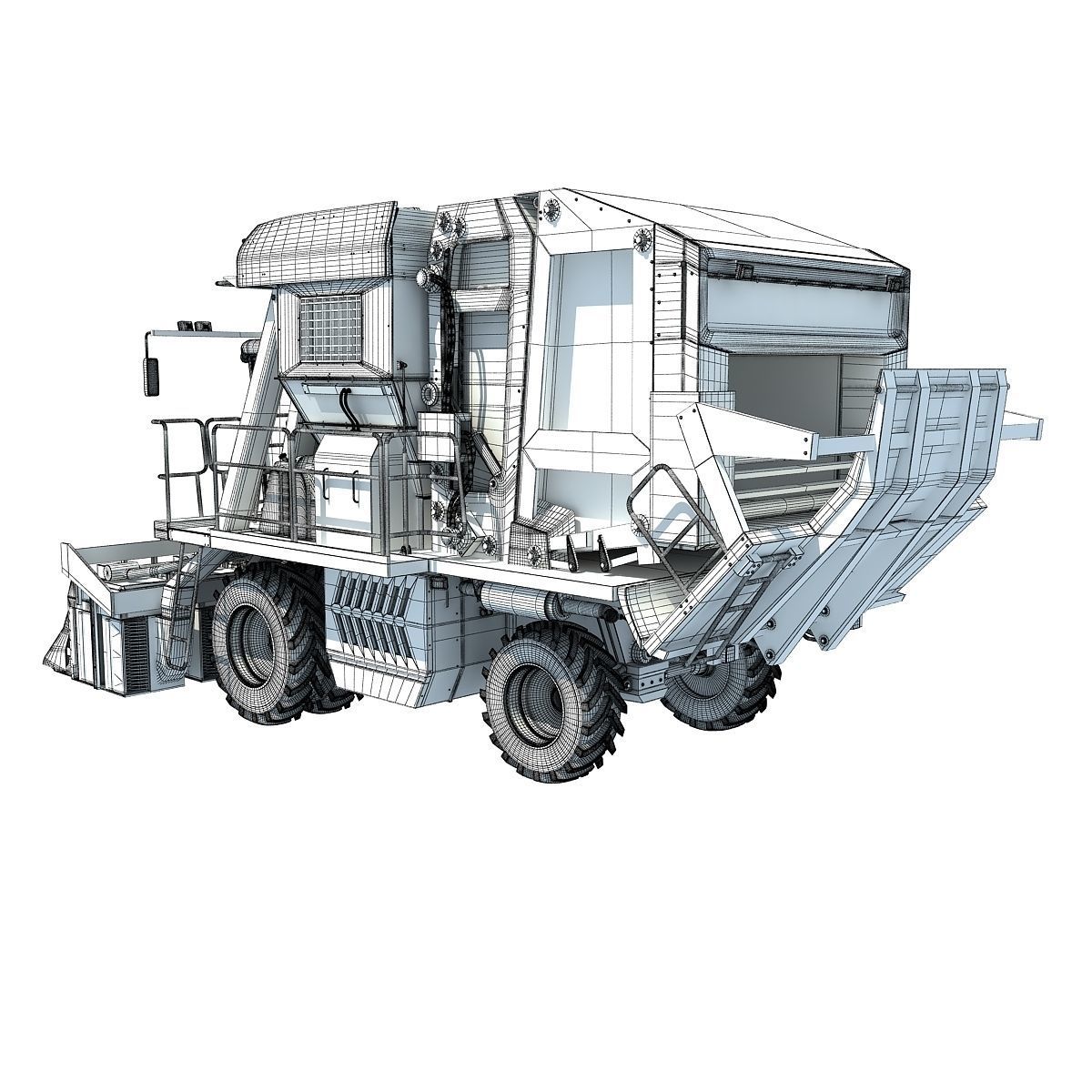 Cotton Picker Harvester 3D model_15
