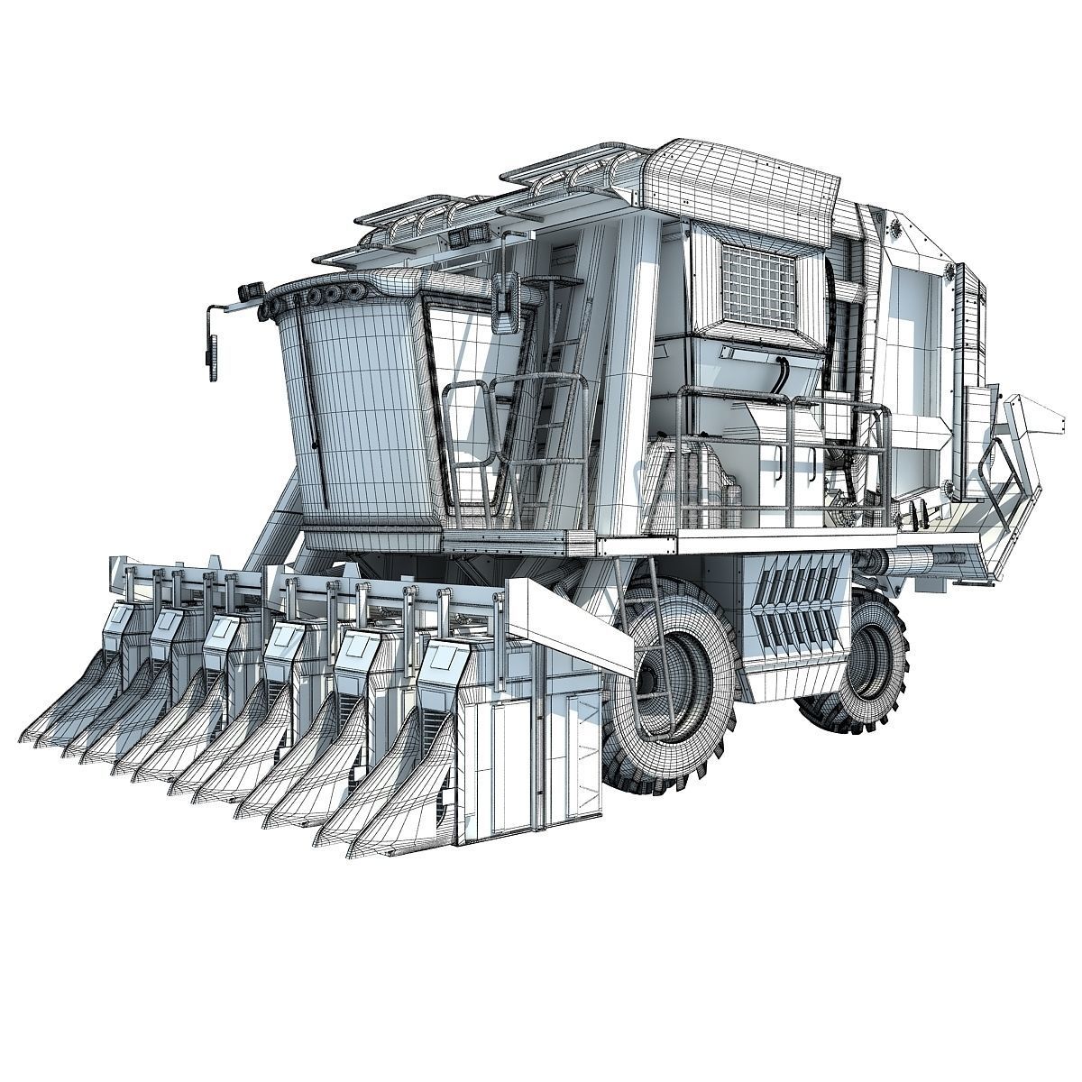 Cotton Picker Harvester 3D model_12