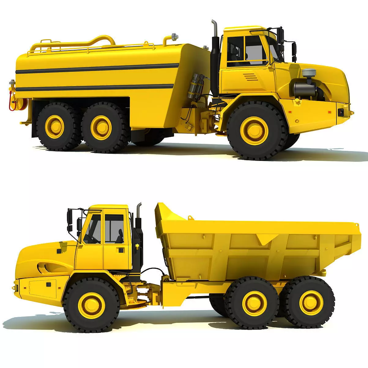 Construction Dump Truck and Water Wagon 3D model