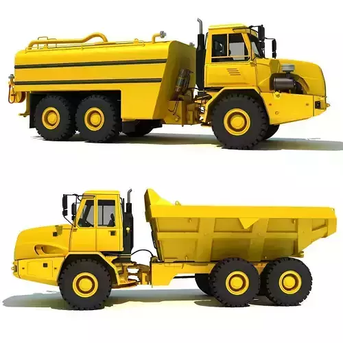 Construction Dump Truck and Water Wagon 3D model