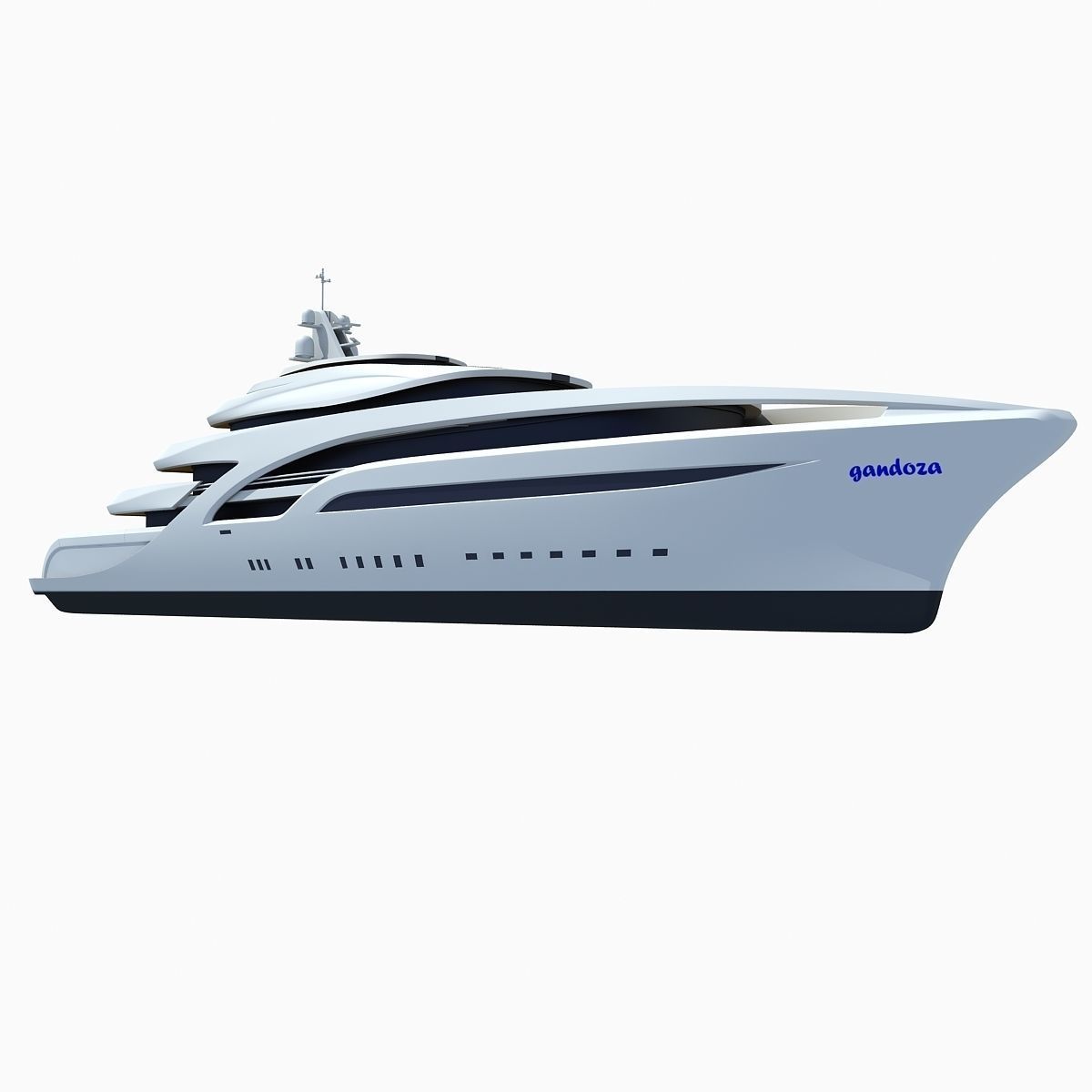 Concept Yellow Deck Luxury Yacht 3D model_11