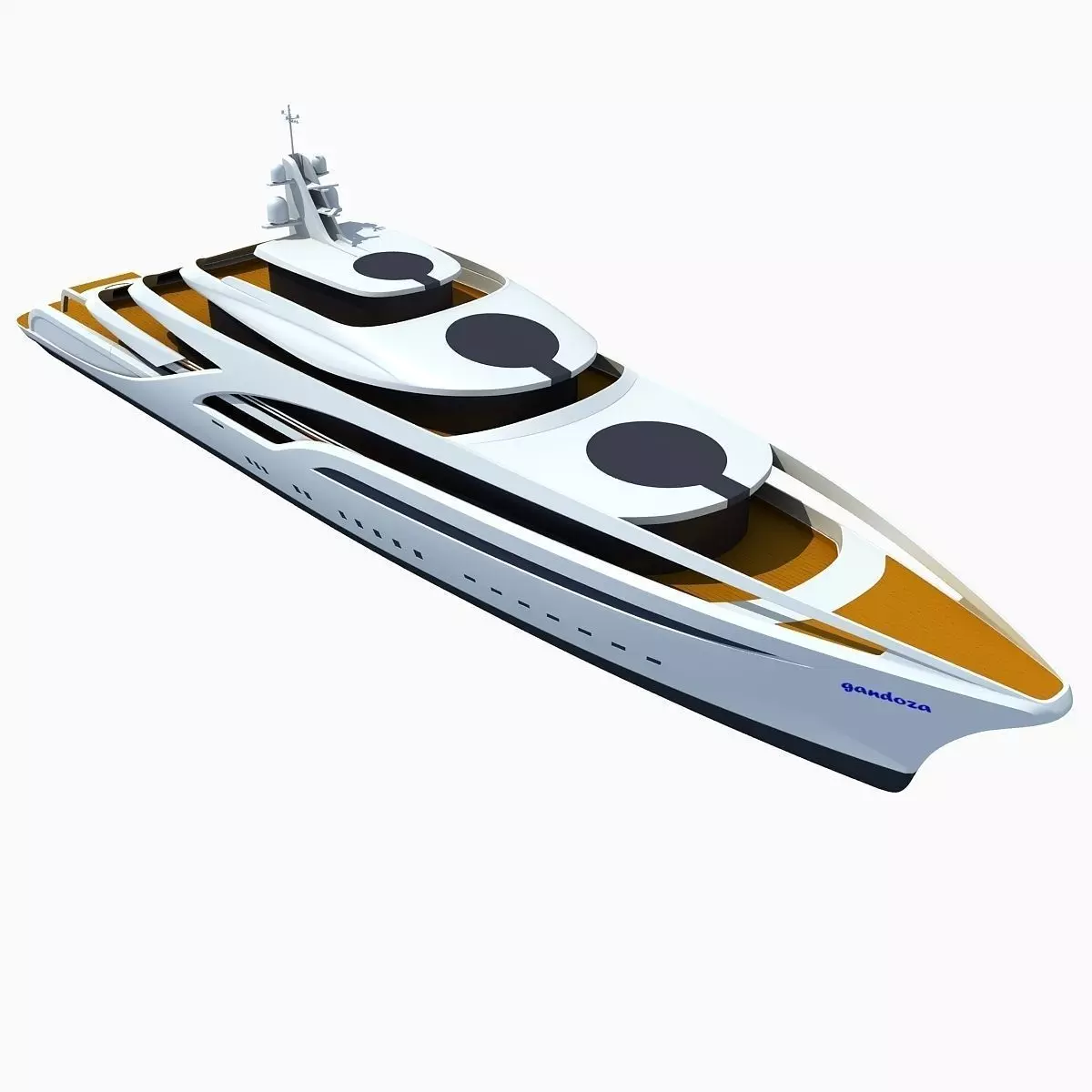 Concept Yellow Deck Luxury Yacht 3D model_0