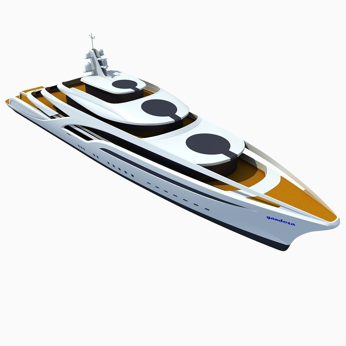 Concept Yellow Deck Luxury Yacht 3D model