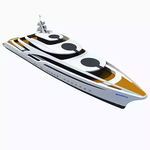 Concept Yellow Deck Luxury Yacht 3D model