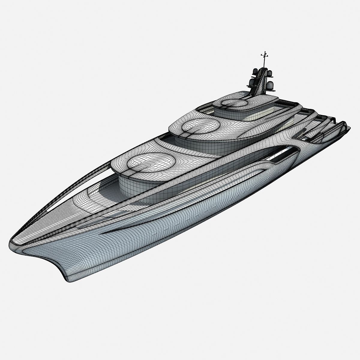 Concept Yellow Deck Luxury Yacht 3D model_17