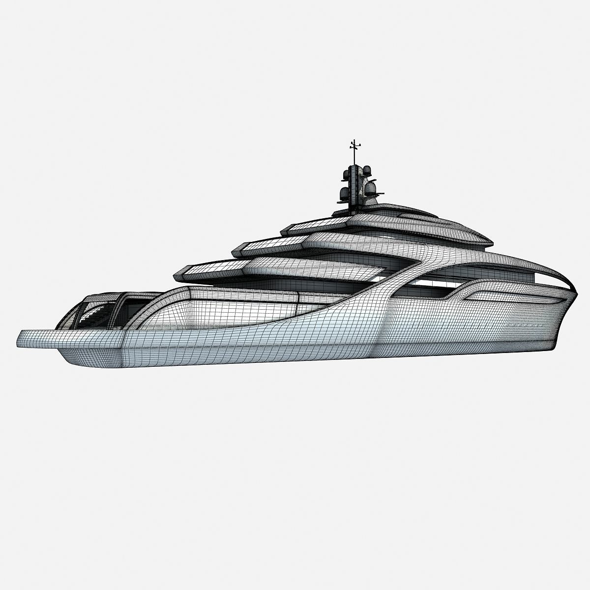 Concept Yellow Deck Luxury Yacht 3D model_19