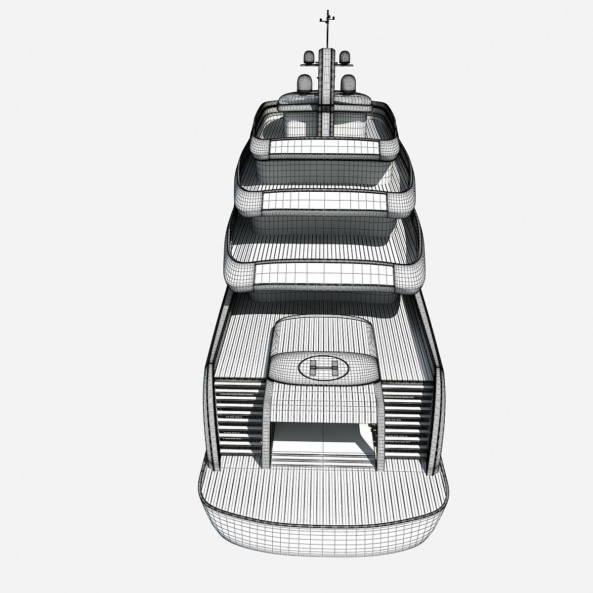 Concept Yellow Deck Luxury Yacht 3D model_18
