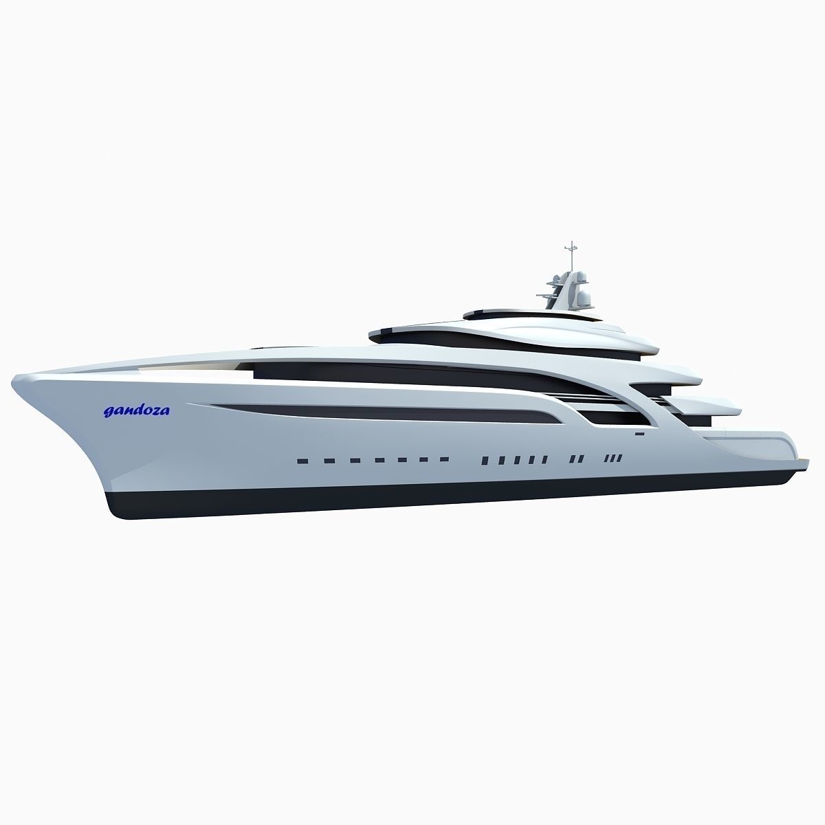 Concept Yellow Deck Luxury Yacht 3D model_5