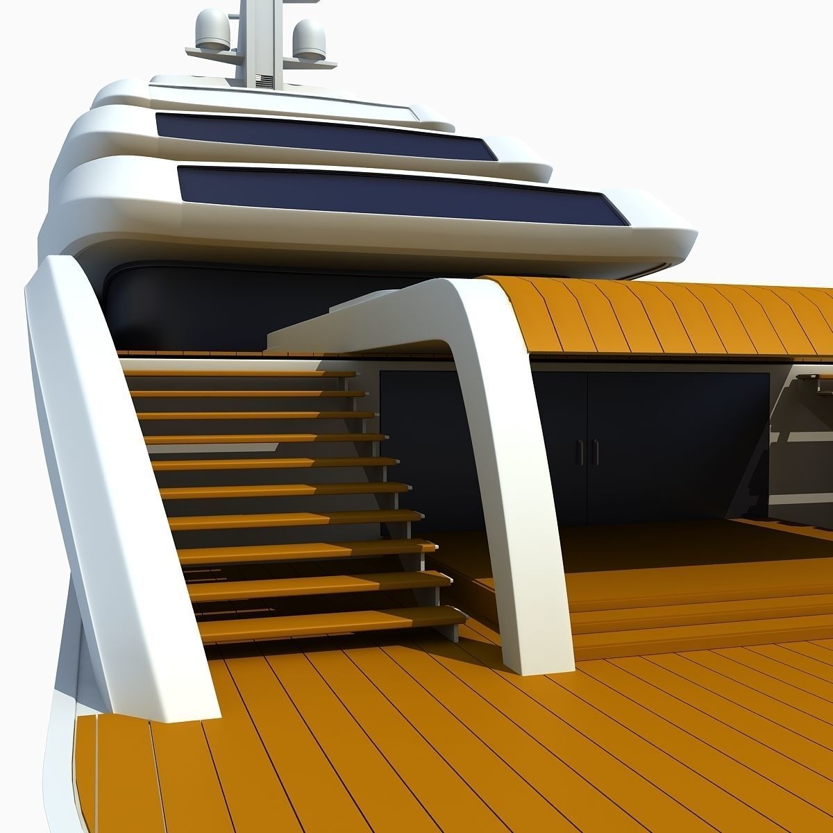 Concept Yellow Deck Luxury Yacht 3D model_14