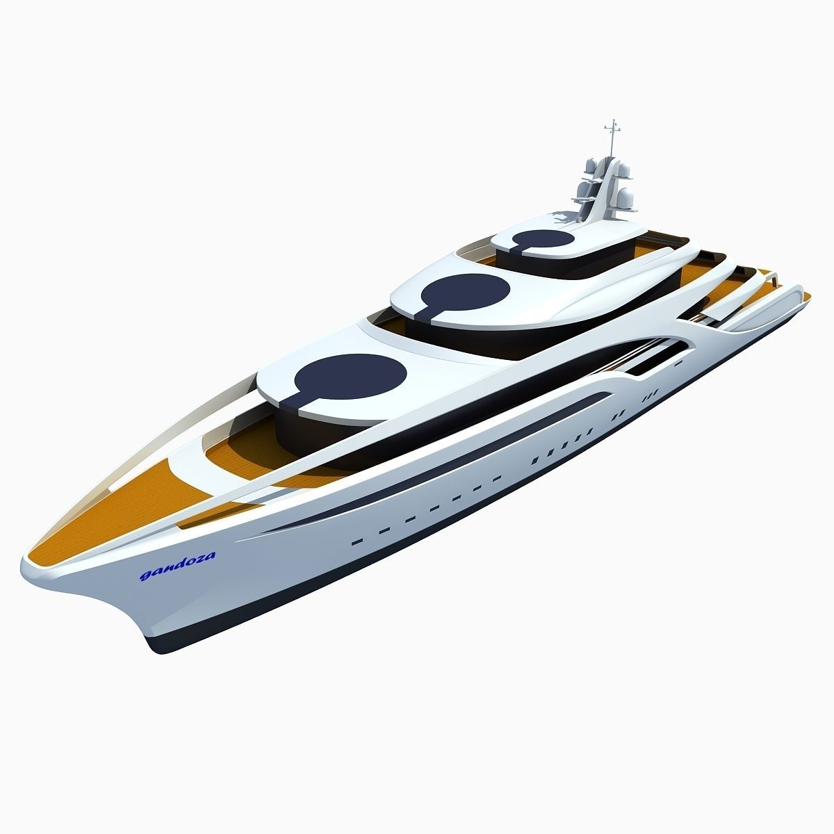 Concept Yellow Deck Luxury Yacht 3D model_10