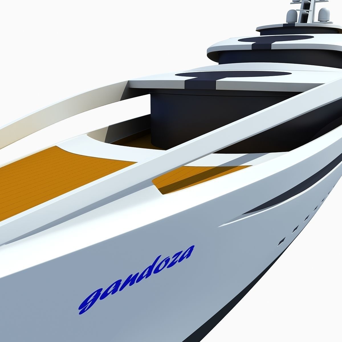 Concept Yellow Deck Luxury Yacht 3D model_12