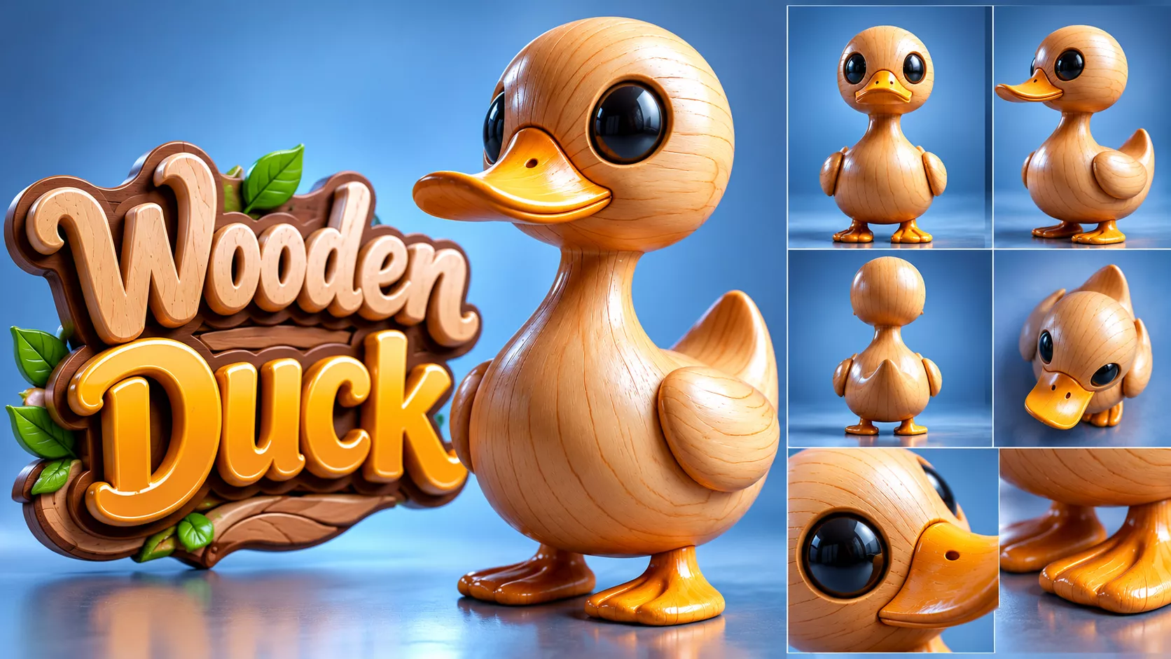 Stylized Wooden Duck Character 3D print model