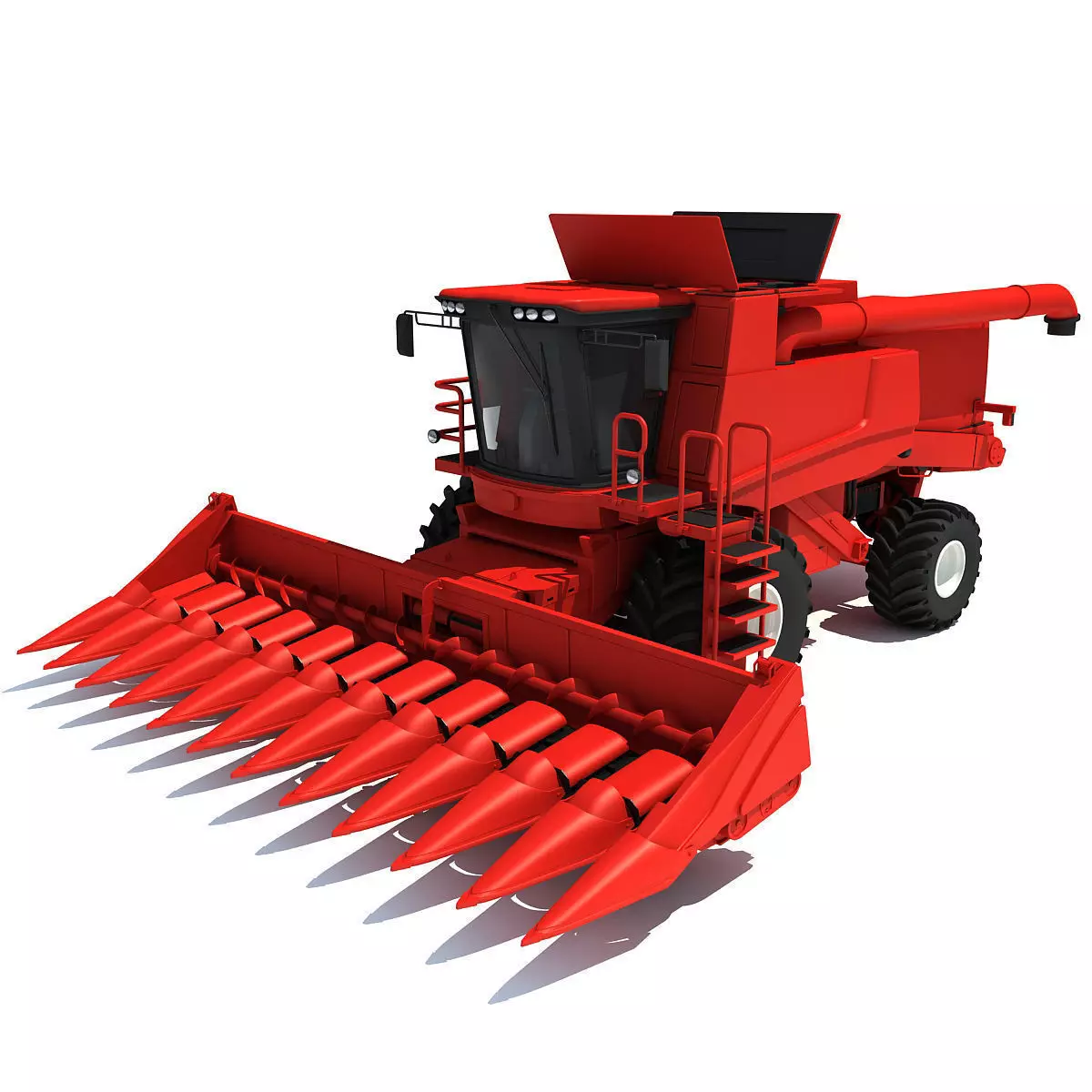 Red Combine Harvester 3 3D model_0