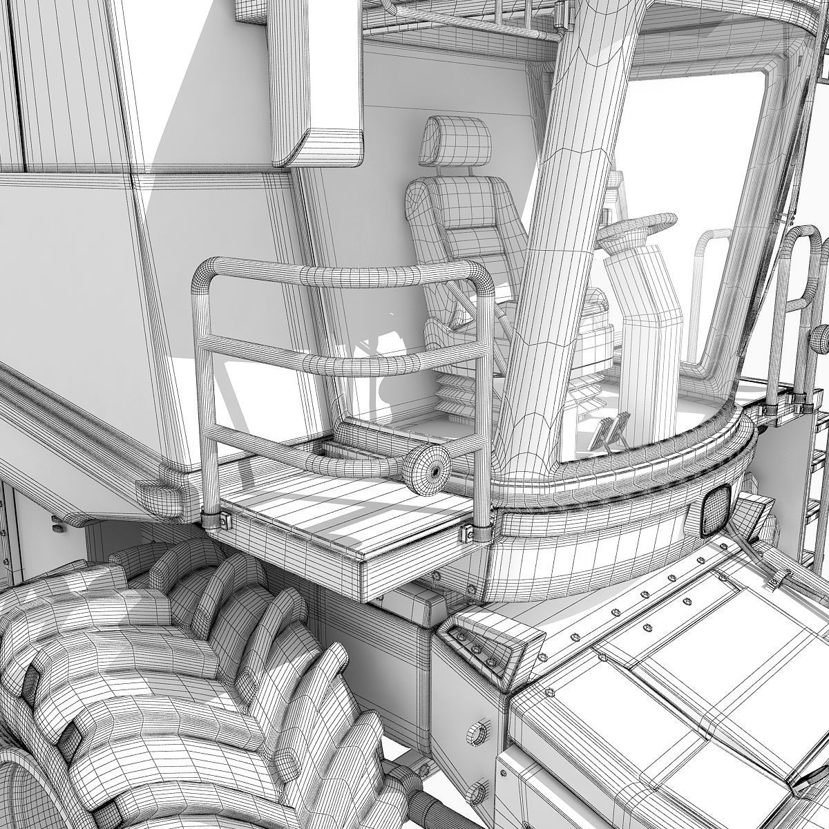 Green Combine Harvester 3D model_29