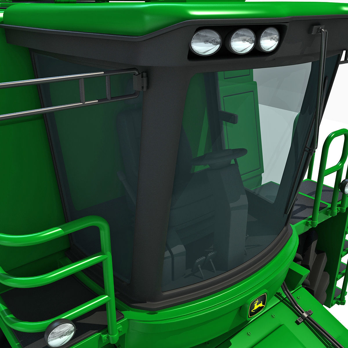 Green Combine Harvester 3D model_19