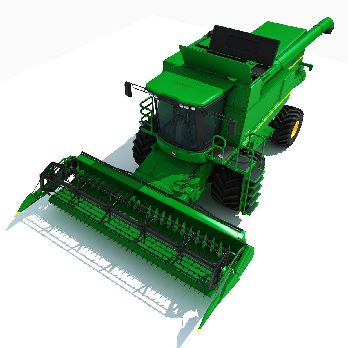 Green Combine Harvester 3D model_4