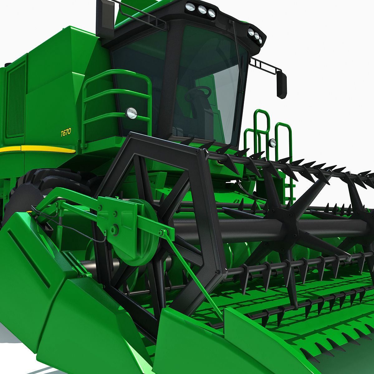 Green Combine Harvester 3D model_23