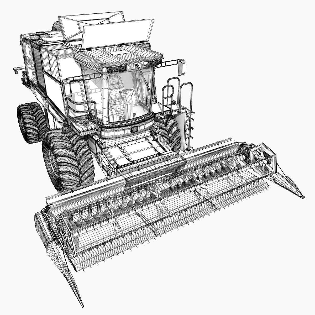 Green Combine Harvester 3D model_25