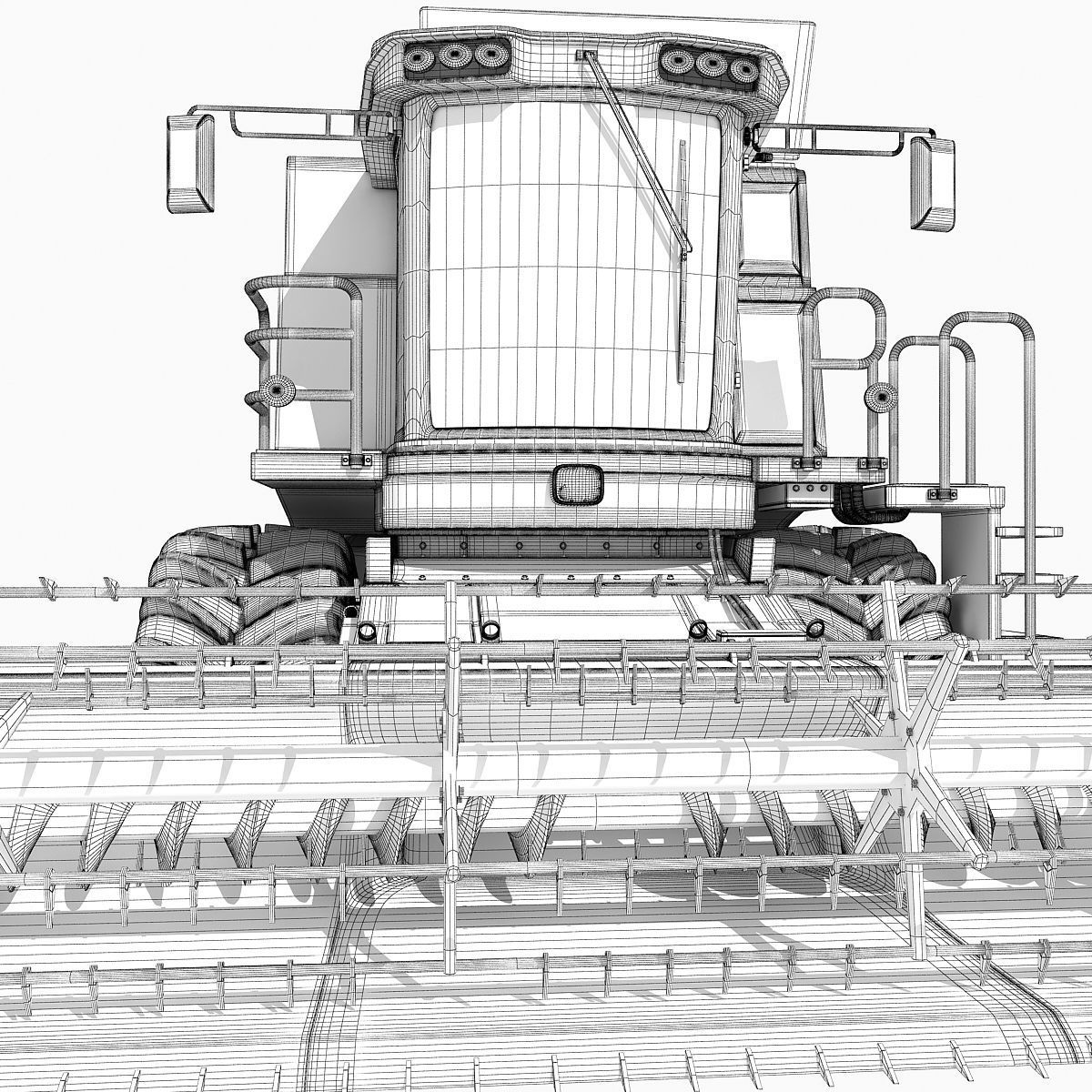 Green Combine Harvester 3D model_28