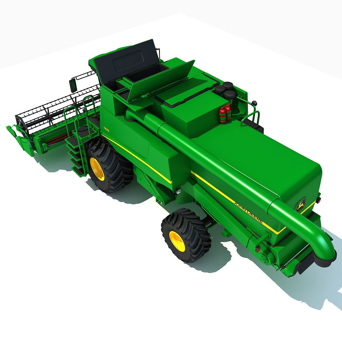 Green Combine Harvester 3D model_5