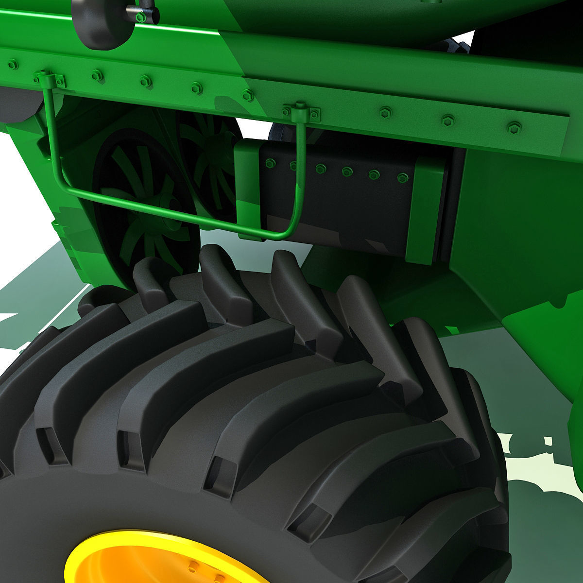 Green Combine Harvester 3D model_16