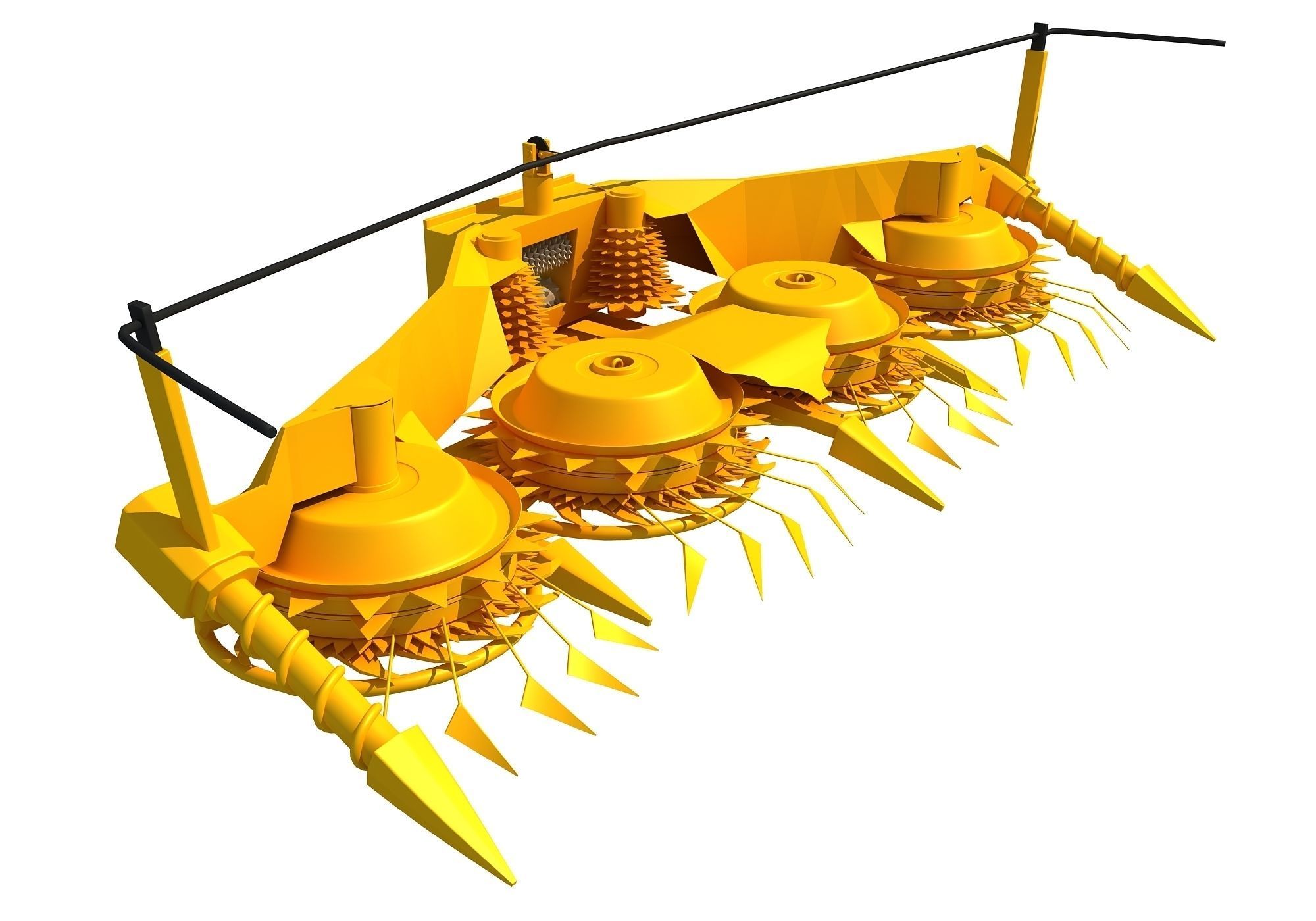 Yellow Combine Forage Threshing Header 3D model_2