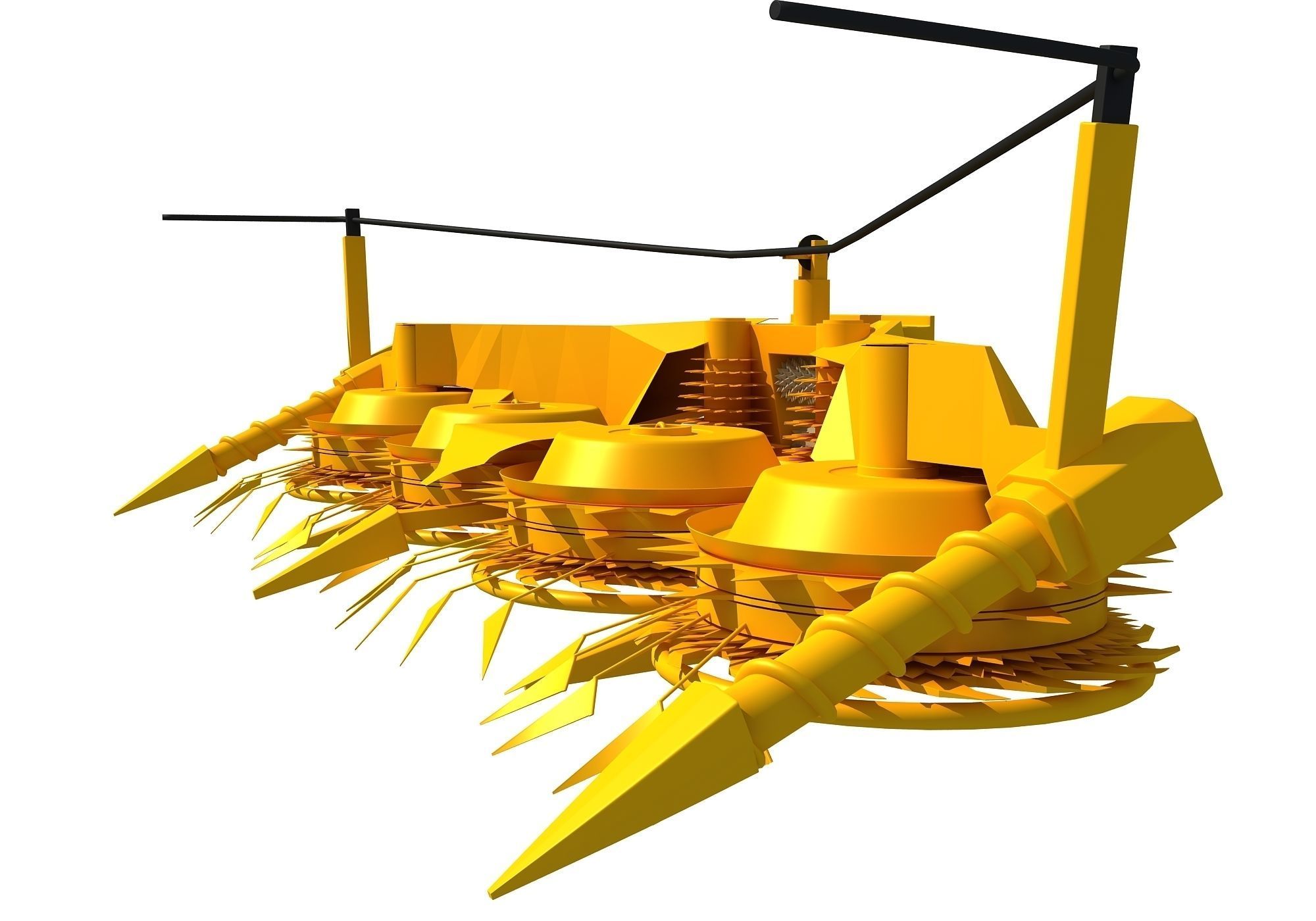 Yellow Combine Forage Threshing Header 3D model_1