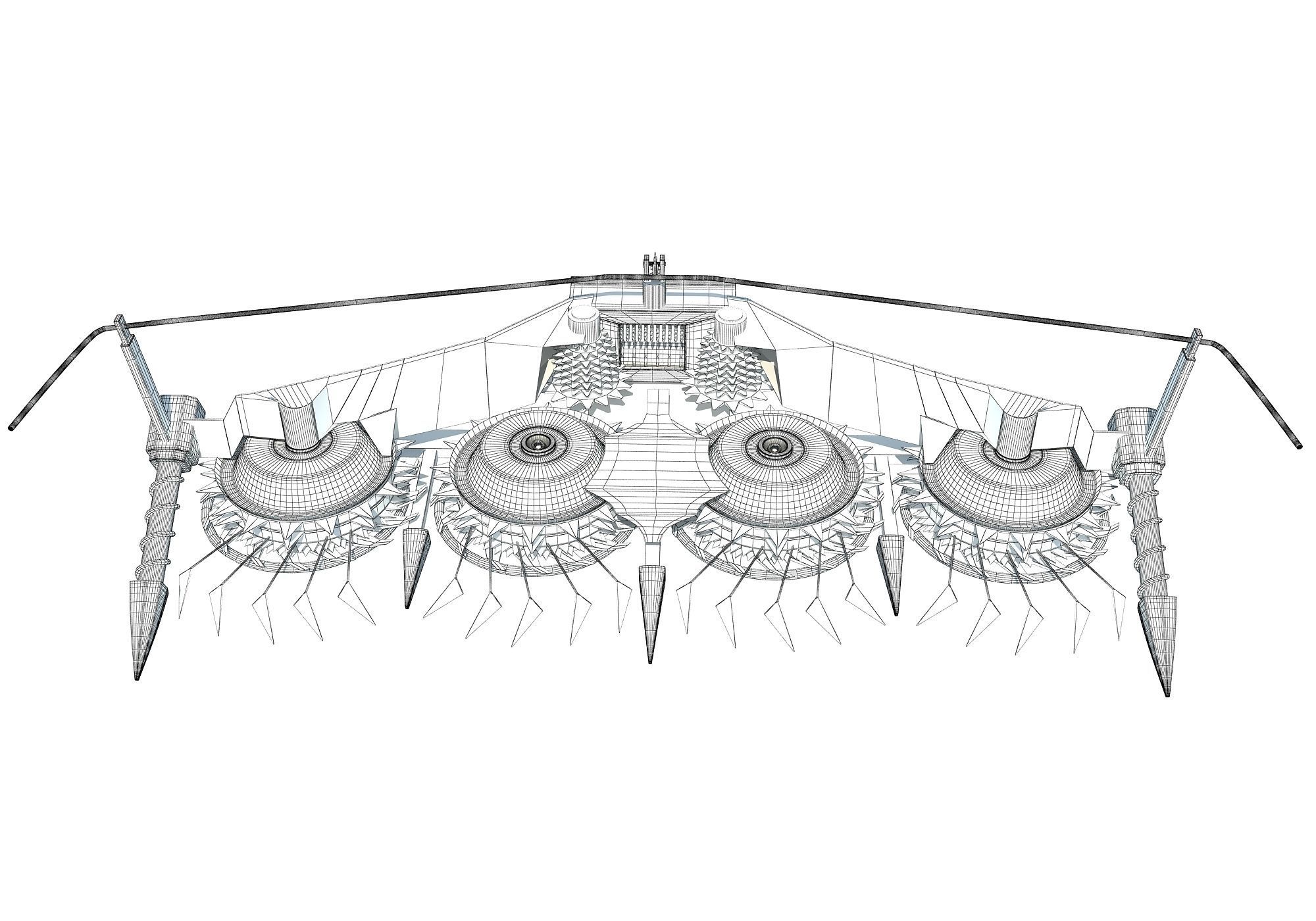 Yellow Combine Forage Threshing Header 3D model_8