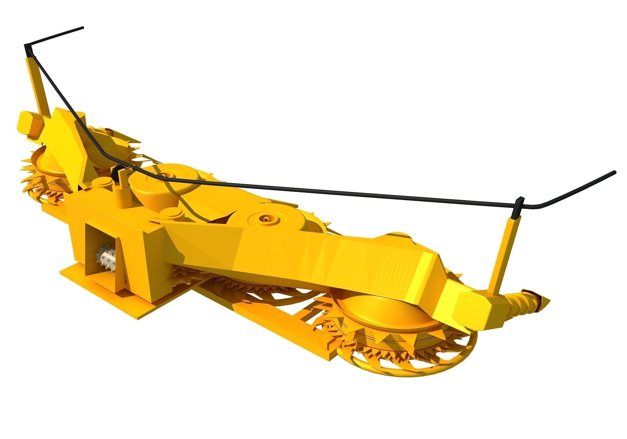 Yellow Combine Forage Threshing Header 3D model_5