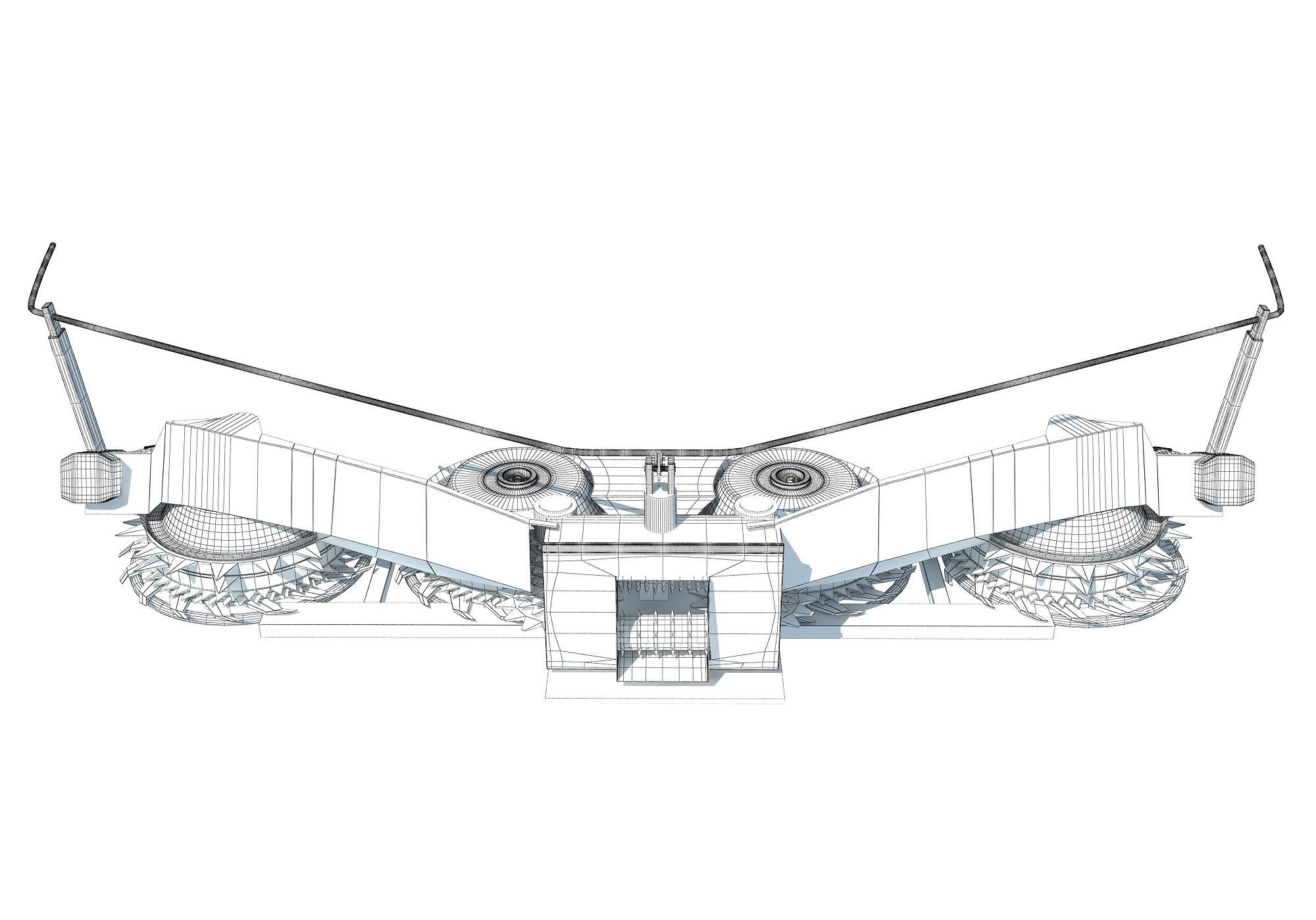 Yellow Combine Forage Threshing Header 3D model_9