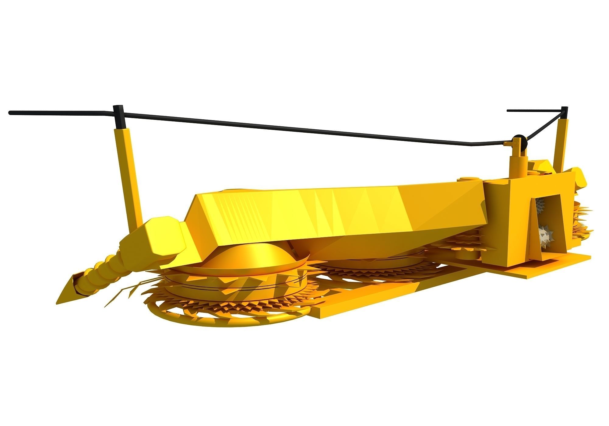 Yellow Combine Forage Threshing Header 3D model_4
