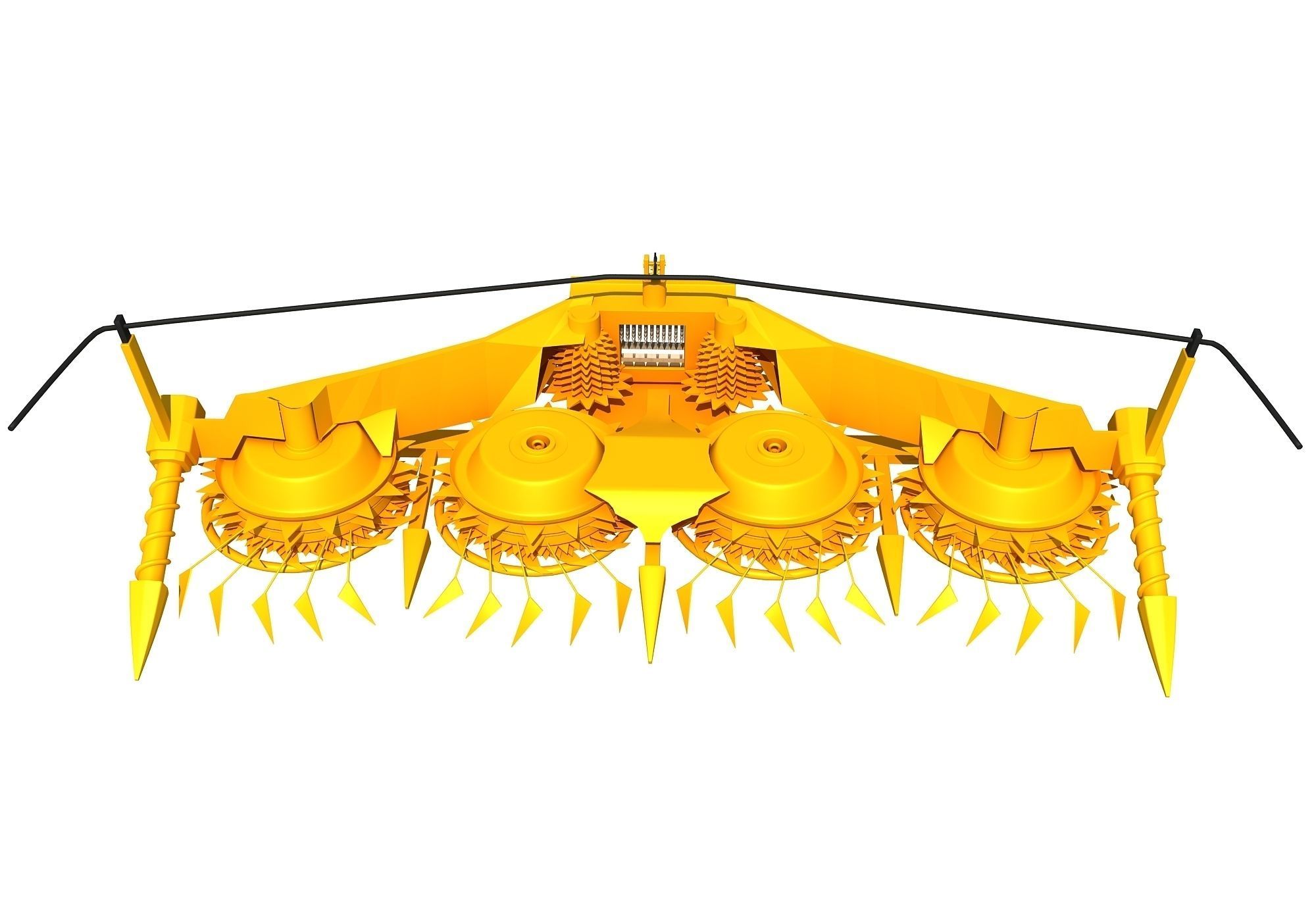 Yellow Combine Forage Threshing Header 3D model_3