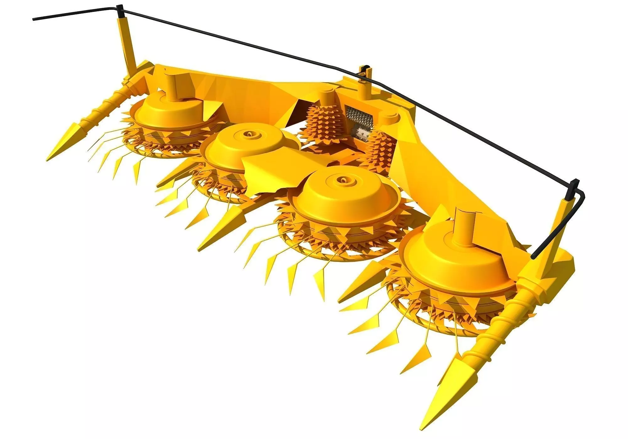 Yellow Combine Forage Threshing Header 3D model_0