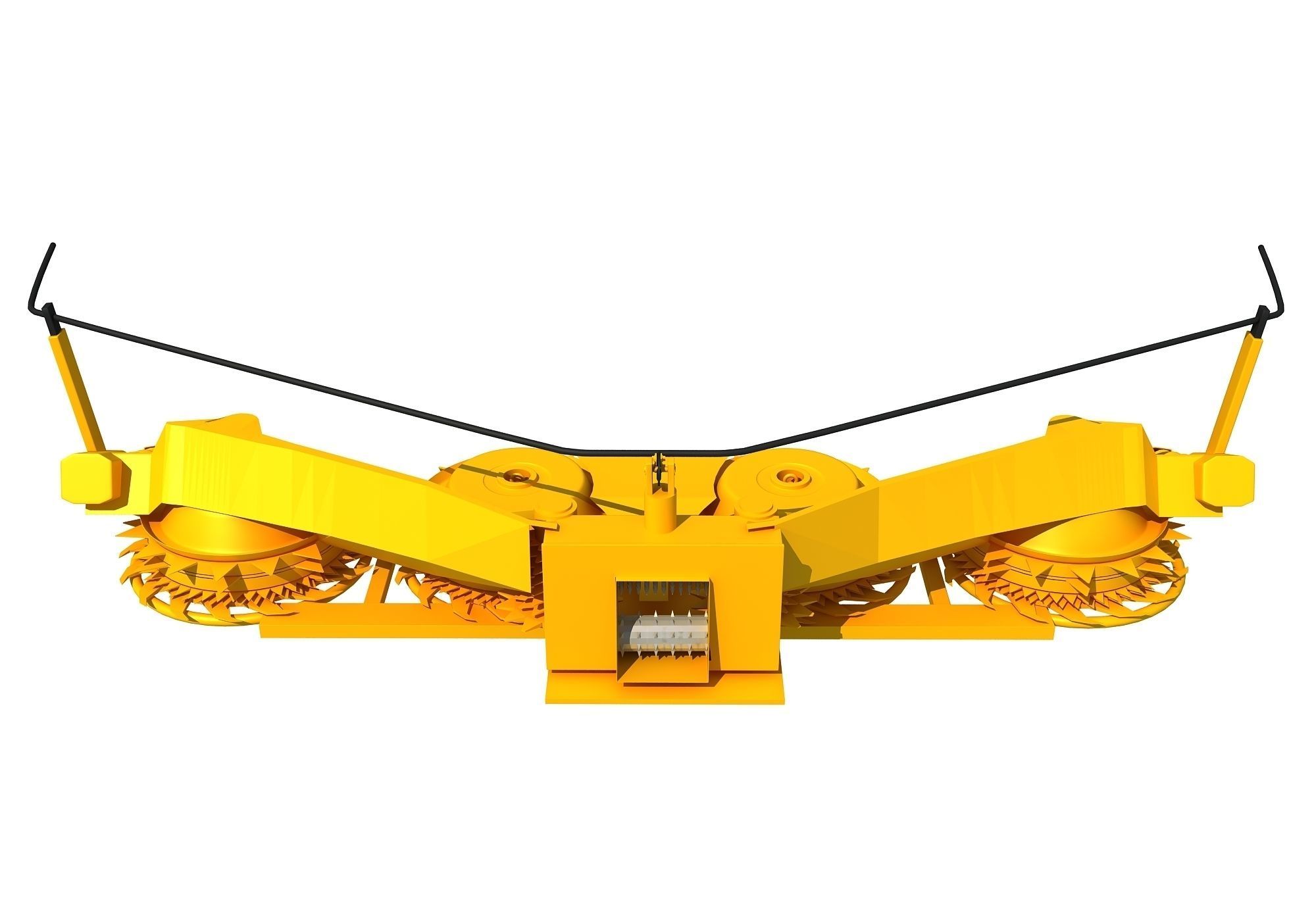 Yellow Combine Forage Threshing Header 3D model_6
