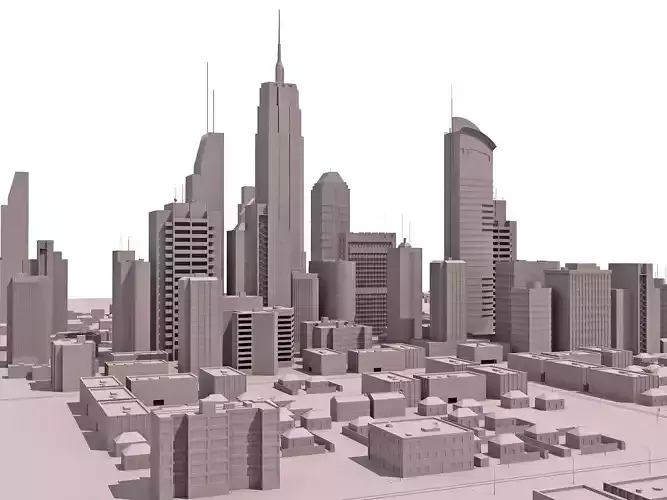 City Model with tall buildings 3D model