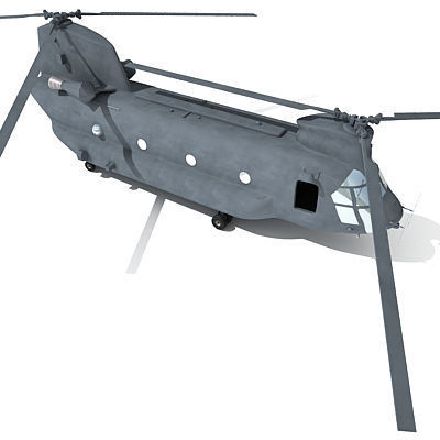 Military Chinook Helicopter 3D model_3