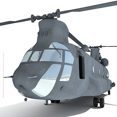 Military Chinook Helicopter 3D model_5
