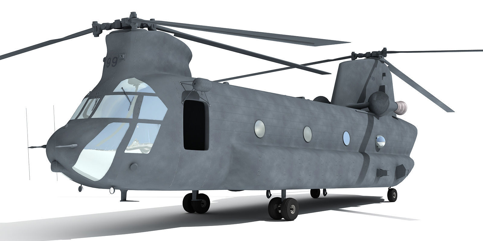 Military Chinook Helicopter 3D model_1