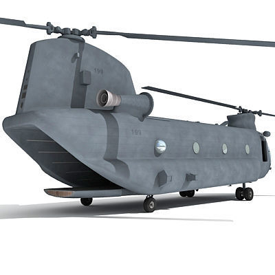 Military Chinook Helicopter 3D model_9