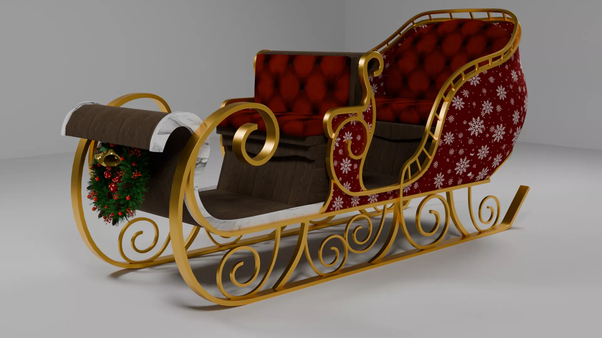 Santa Sleigh 3D Model Classic Christmas Sledge 3D model